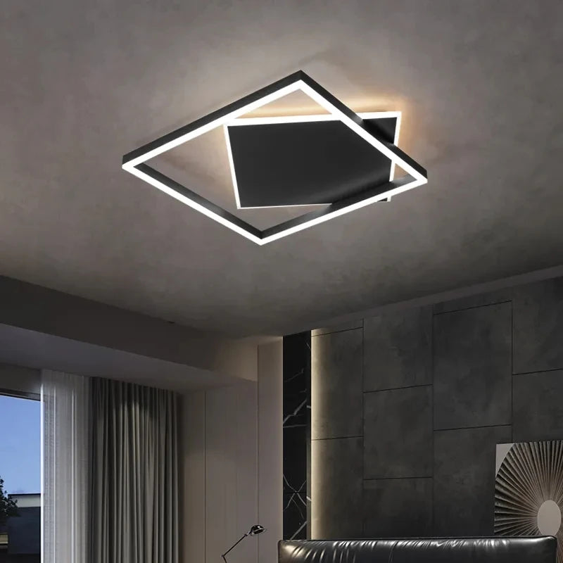 Plafonnier moderne à LEDs noir chambre étude salon éclairage intérieur