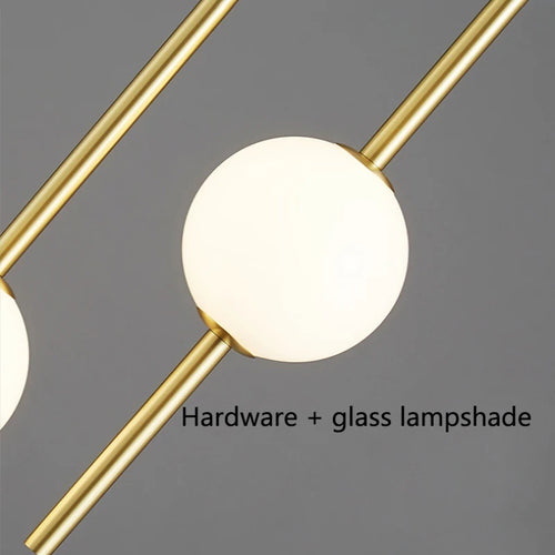 Nordique LED simple boule de verre lustre chambre chevet longue ligne lampes suspendues restaurant moderne décoration intérieure lampe lustre