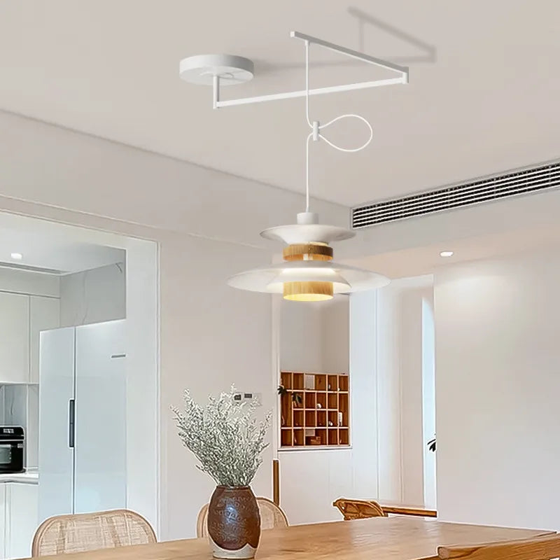 Suspension à culbuteur Table à manger Suspension bras oscillant plafonniers suspendus cuisine île barre E27 Illuminaire