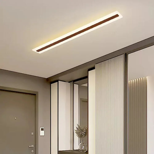 Plafonnier lumière led bois minimaliste déco entrée couloir vestiaire