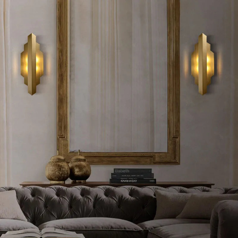 applique murale moderne en acier inoxydable doré pour intérieur