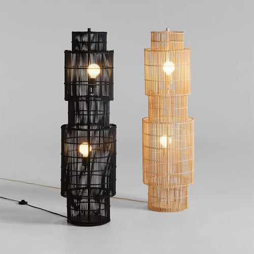 Lampadaire nordique en rotin Art déco