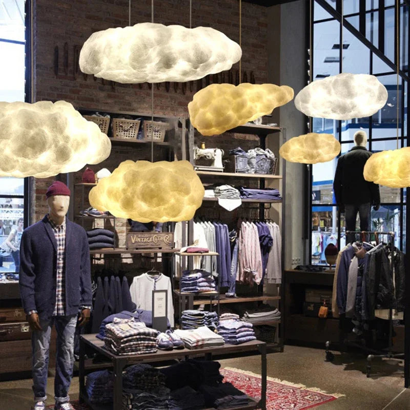 lustre moderne led en forme de nuage flottant pour restaurant