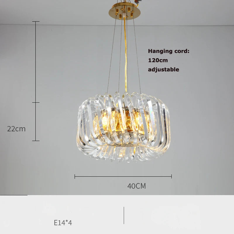 plafonnier moderne rond en cristal doré à led dimmable