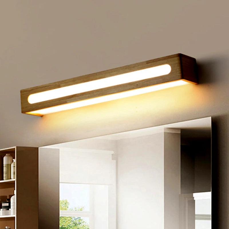Applique murale LED en bois massif à longue bande de style nordique