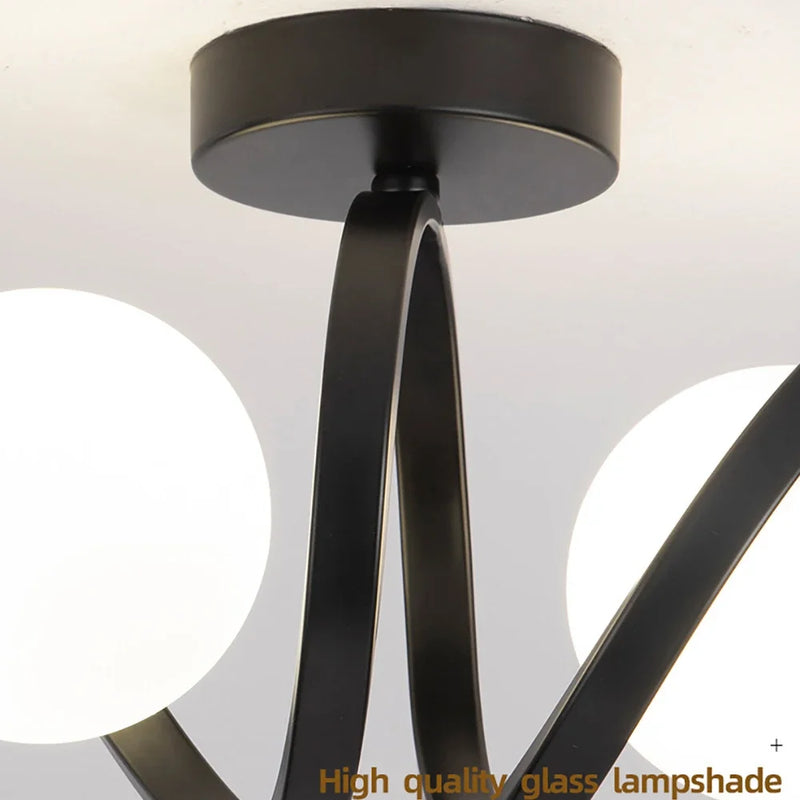 Plafonnier Verre moderne nordique or Double tête éclairage couloir