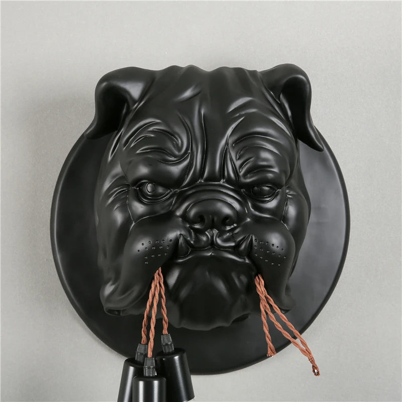 applique murale en résine décorative avec tête de chien nordique