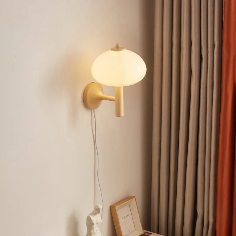 Bauhaus applique moderne champignon verre applique murale pour chambre salon Loft chambre décor blanc avec prise interrupteur applique murale