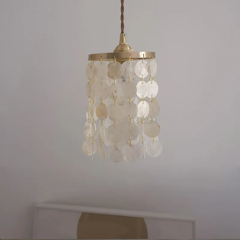 Suspension de luxe en cuivre avec coquillages naturels rétro