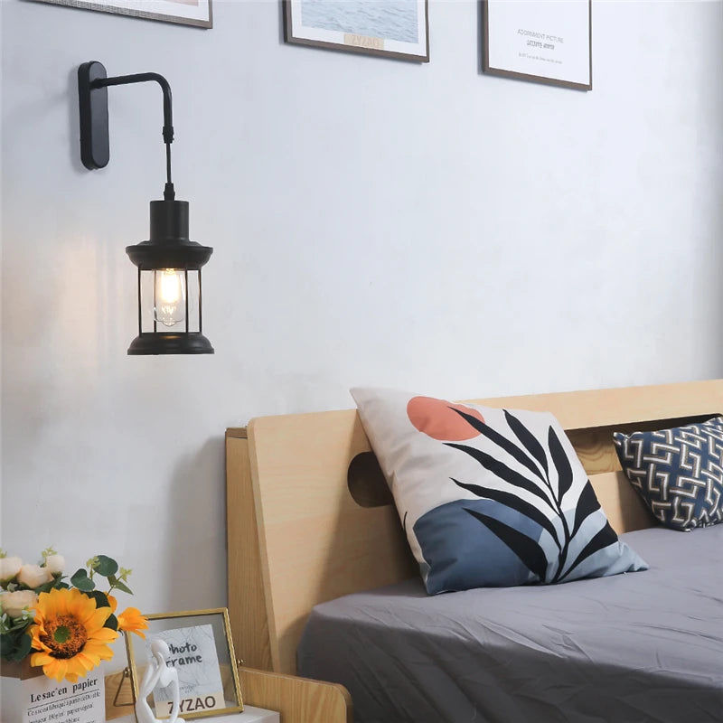 applique murale d'art nordique en fer led rétro pour bar café restaurant