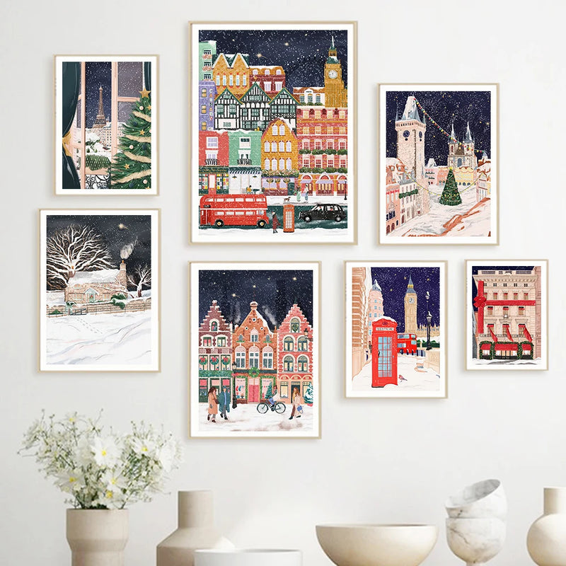affiche murale voyage londres paris prague décoration chalet de vacances