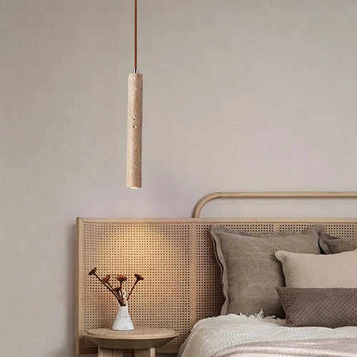 Suspension LED Long Tube bois plafonnier Style japonais vent silencieux chambre chevet lustre rétro moderne G9 remplaçable