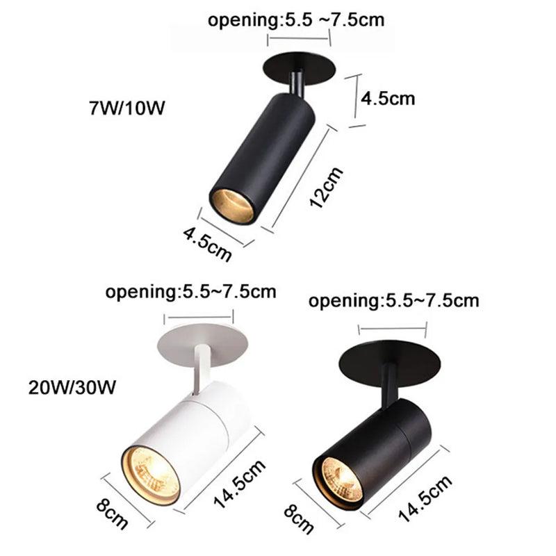 Spot plafond à LED tube directionnel blanc ou noir