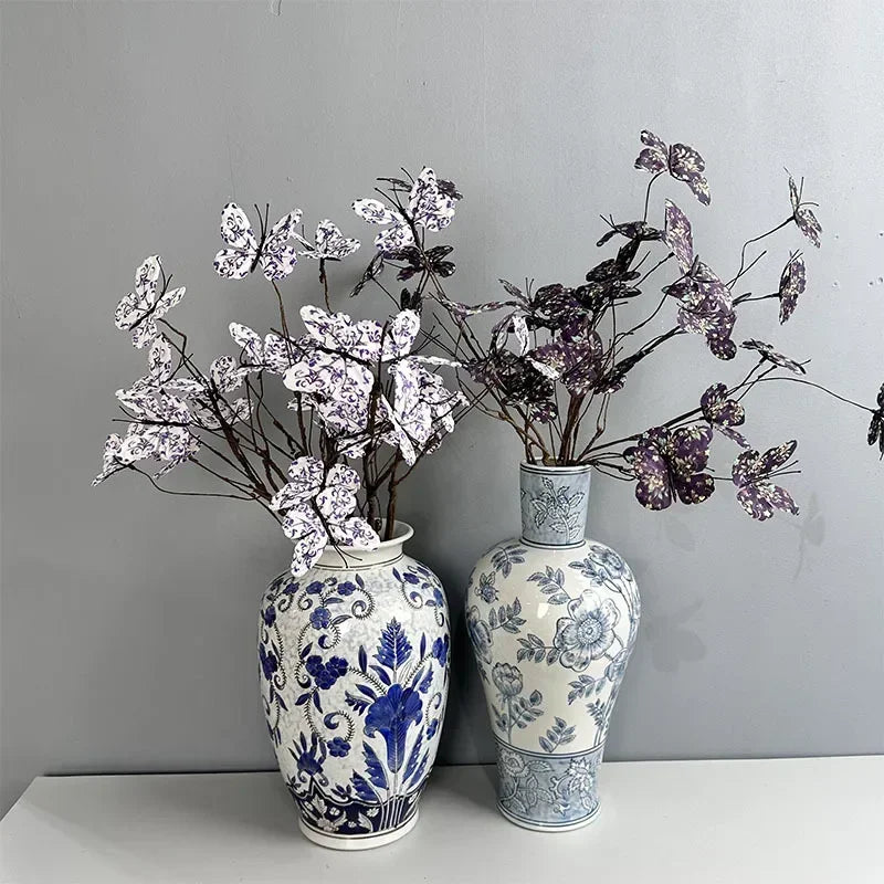 branche de papillon artificielle avec fausses fleurs décoratives pour jardin