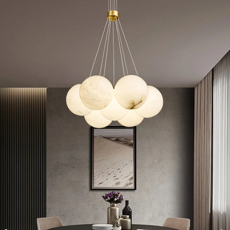 suspension LED en forme de lune pour décoration luxueuse