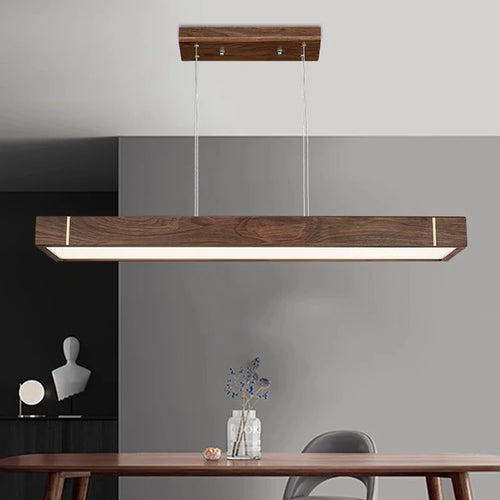 Lustre led modernes design bois foncé pour décoration intérieure