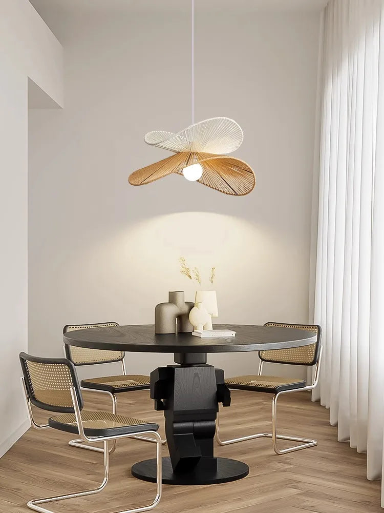 Nordique Wabi Sabi suspension LED lumières pour salon décoration de la maison en rotin chambre Lustre Loft lampe suspendue Lustre luminaire