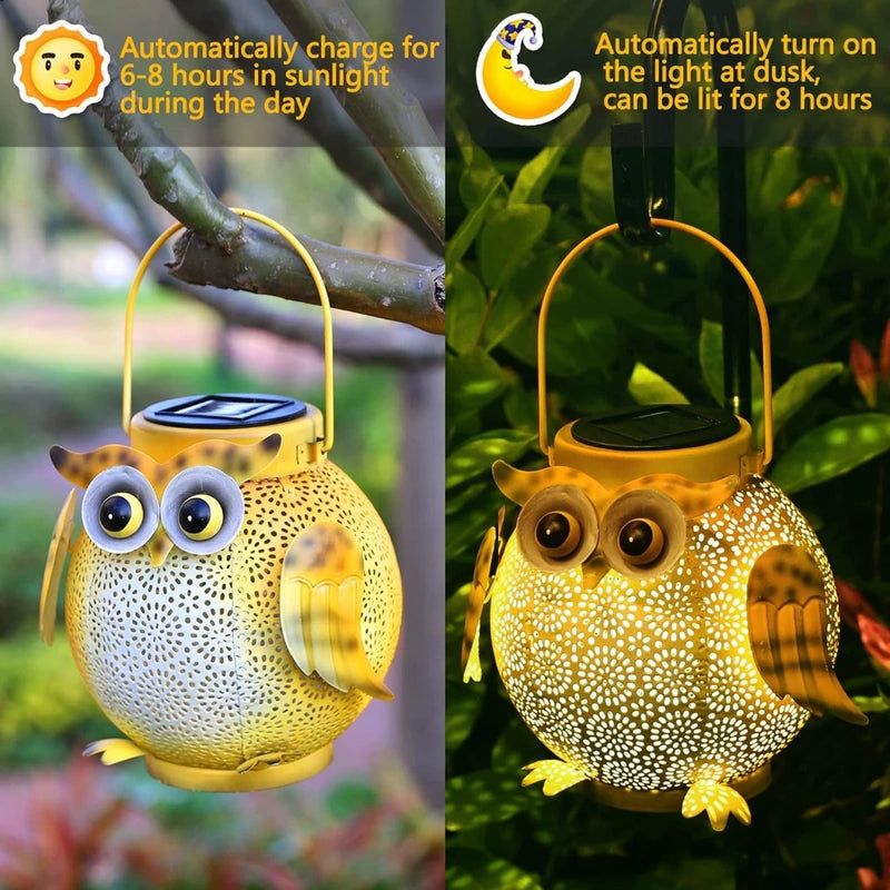 lanternes solaires hibou décoratives pour jardin extérieur