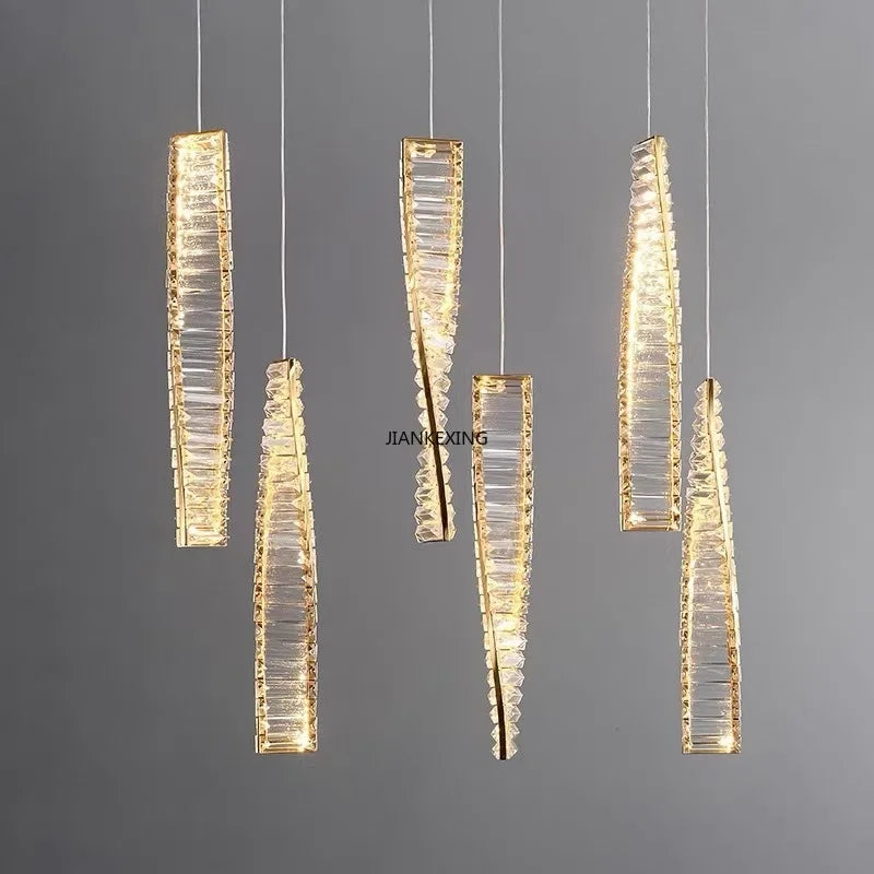 Creative and Personalized Long Crystal Light,Walkway Bedroom TV Background Wall Lamp Luxury Simple LED Suspension Lamps