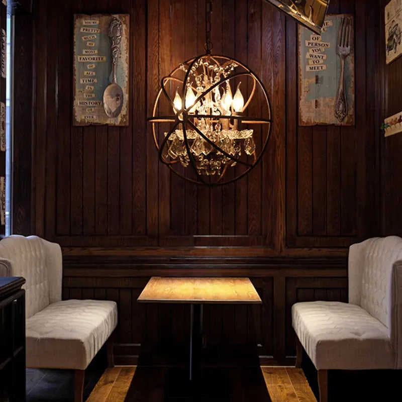 lustre style loft américain rétro en cristal pour bar restaurant