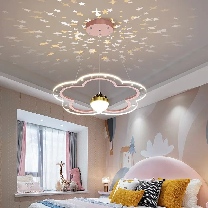 lustre led moderne nuage fleur éclairage ciel étoilé intérieur