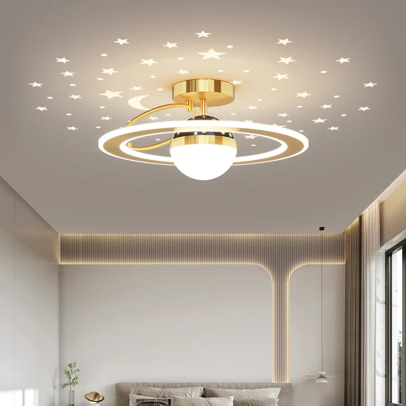 Plafond moderne à LEDs lumières salon chambre Simple personnalité en fer forgé rond maison salle à manger étude lampes d'éclairage intérieur