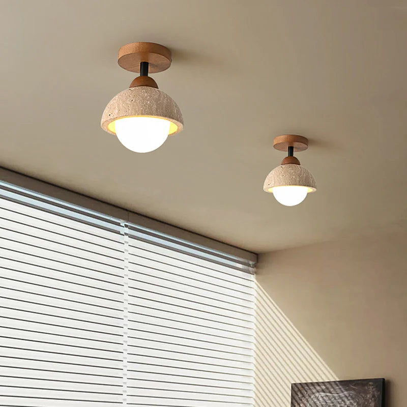 plafonnier décoratif led style wabi sabi japonais en calcaire