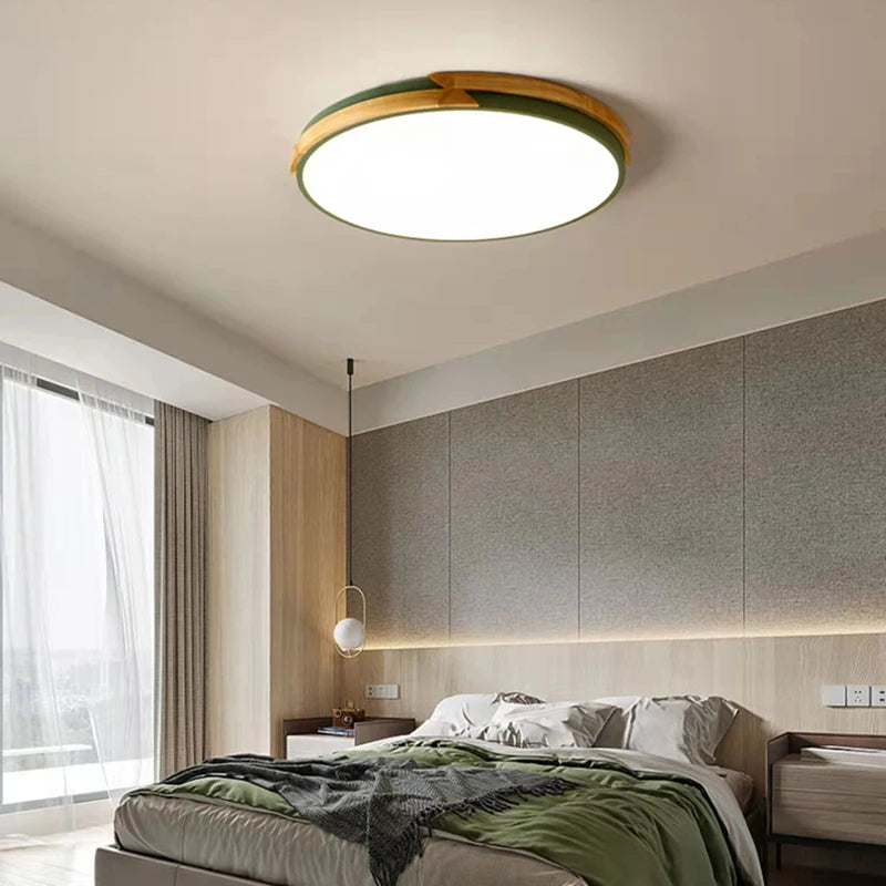 plafonnier led ultra-mince à intensité variable en bois