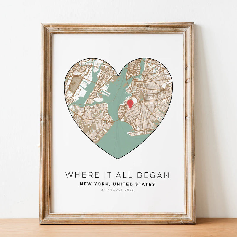 carte de ville personnalisée cadeau de saint-valentin pour lui