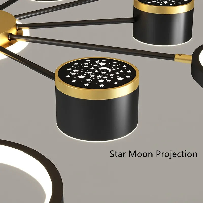 lustre romantique étoilé moderne 6 lumières créatif