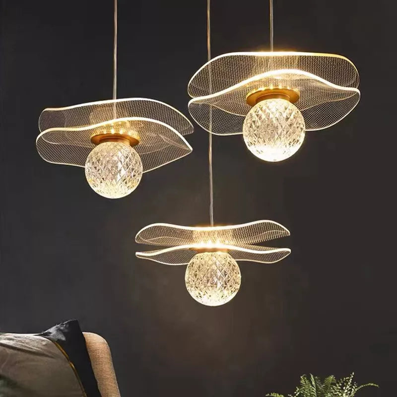 Suspension feuille lotus personnalisée LED cristal