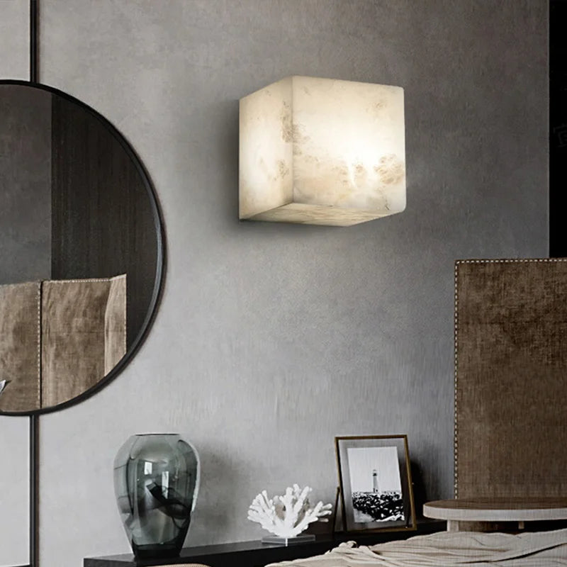 applique murale en marbre cubique pour éclairage intérieur élégant