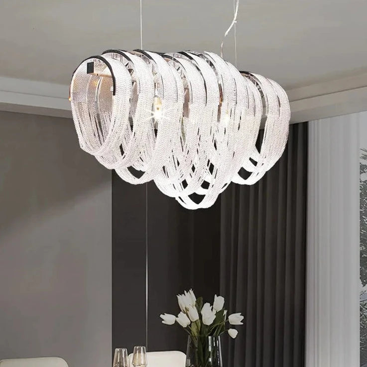 lustre nordique moderne en cristal avec led et glands