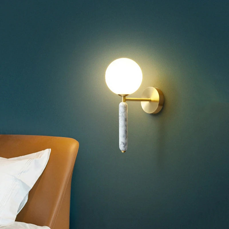 lampe de chevet en marbre avec boule de verre pour hôtel et restaurant