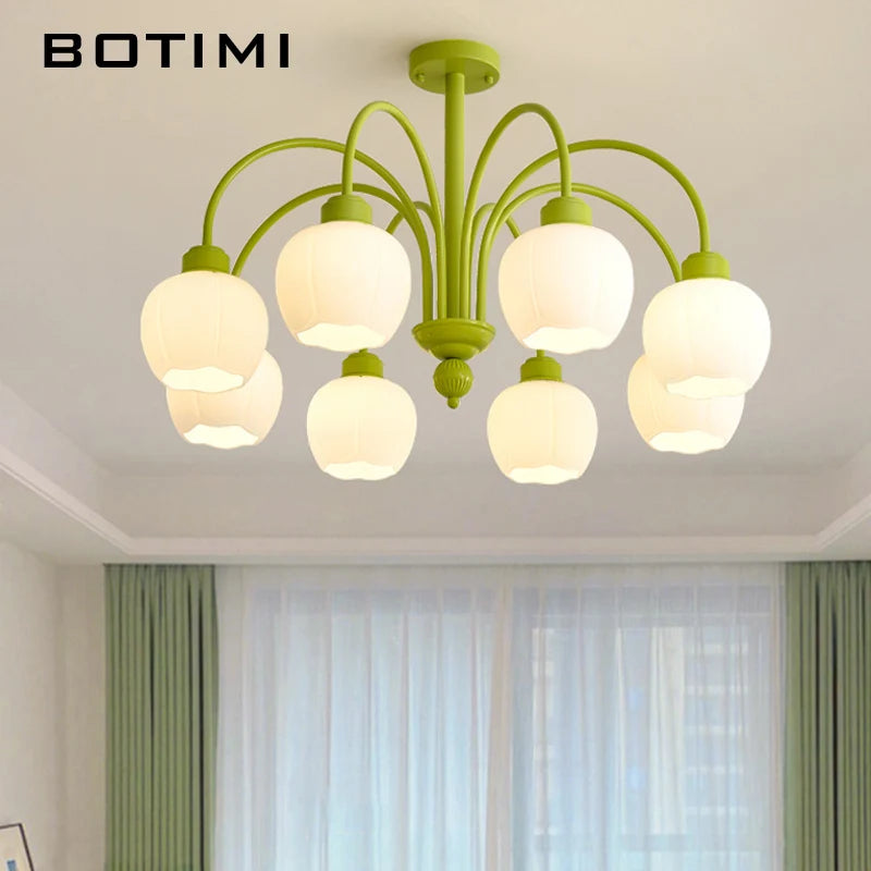 lustre moderne botimi avec 8 abat-jour en verre nordiques