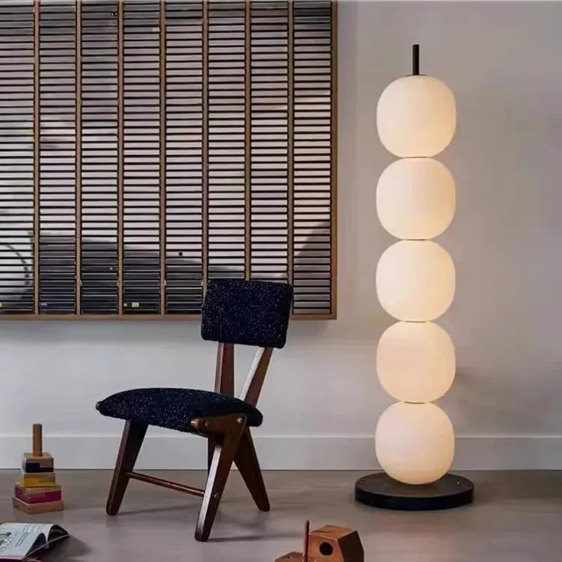 Mainkai lampadaire Nordic Gourde String Lampadaire pour Salon Chambre Étude Abat-Jour en Verre Blanc Lampadaire Design