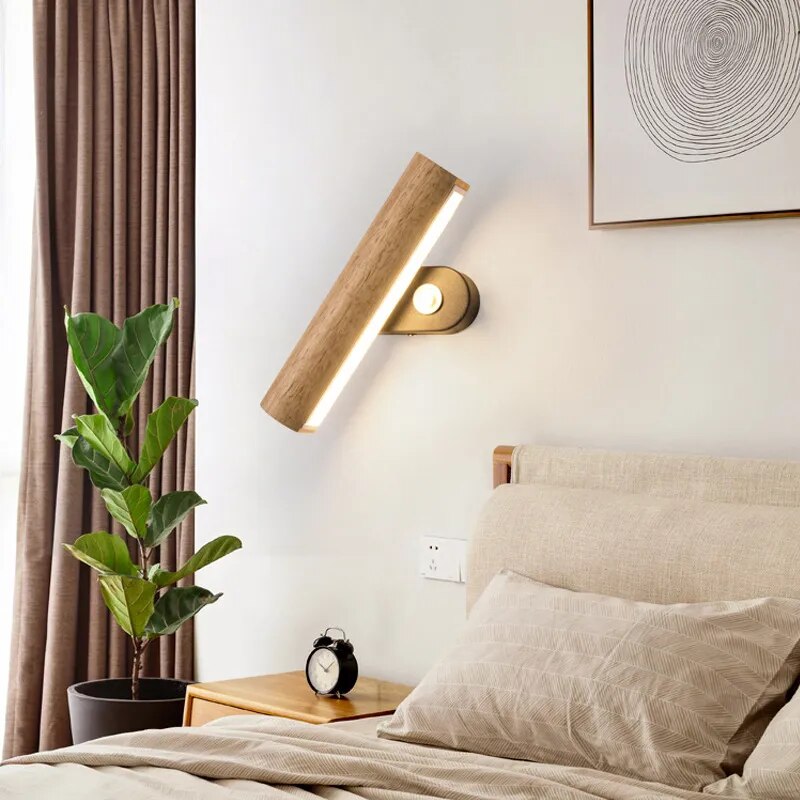 Applique murale LED Rotatives en bois arrondi