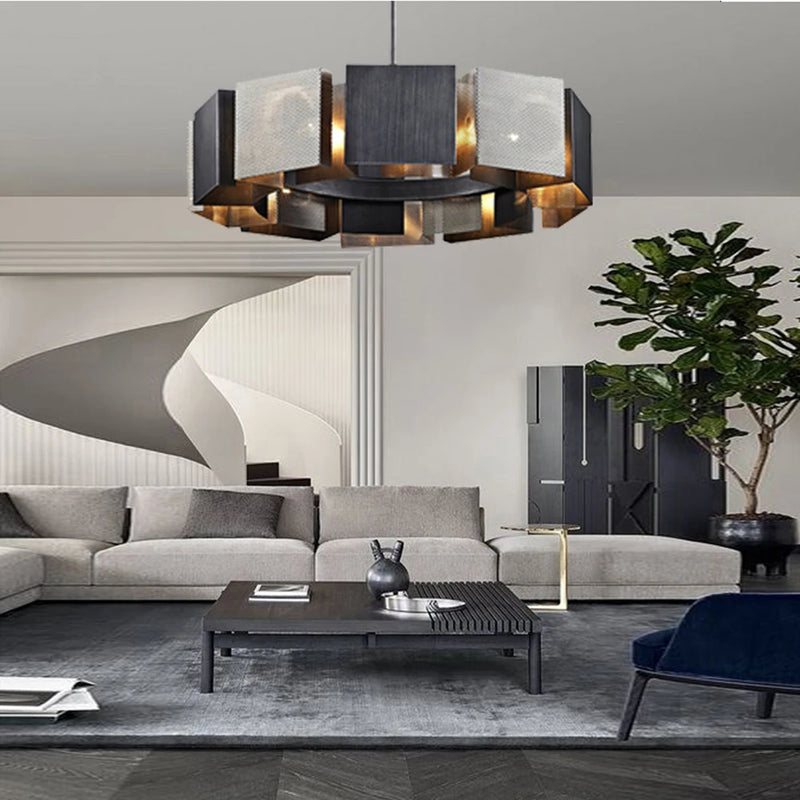 Lustres de plafond en métal noir de Style industriel nouvelle lampe suspendue LED postmoderne pour plafond décor à la maison Lustre pour salon