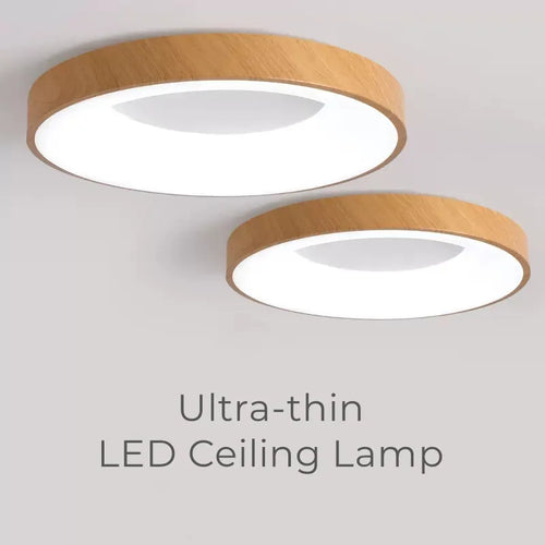 Plafonnier Led rond Ultra-fin en Grain de bois
