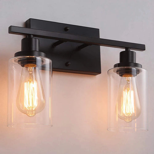 applique murale industrielle vintage style loft en verre et fer