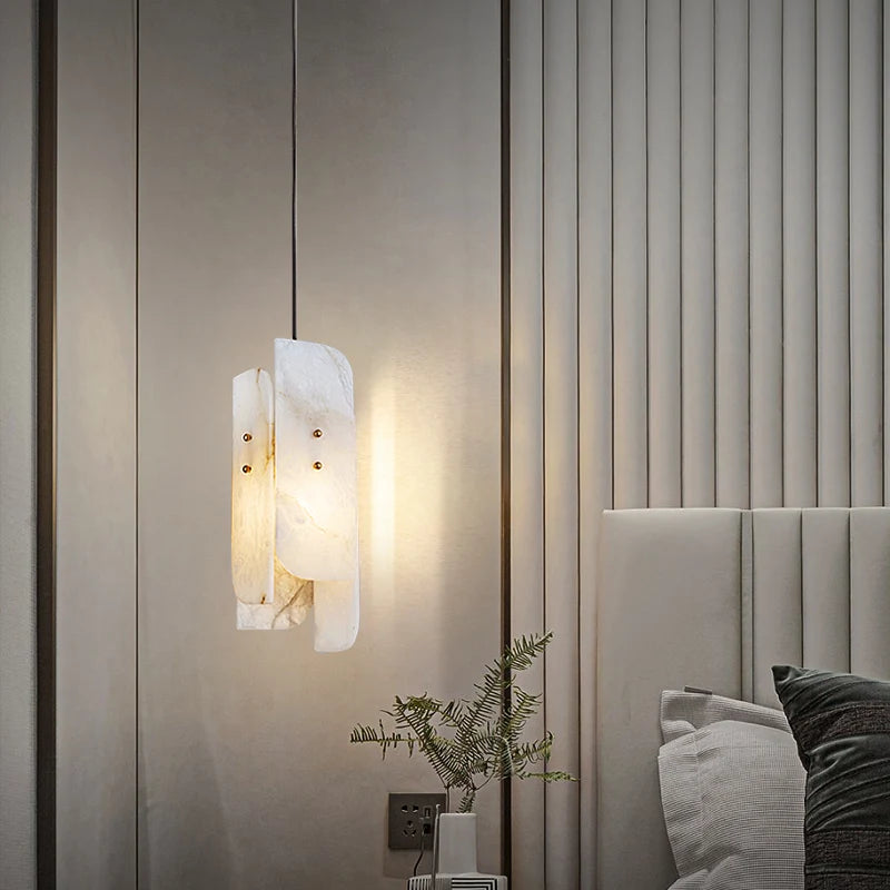 suspension en marbre véritable avec fil de cuivre réglable style
