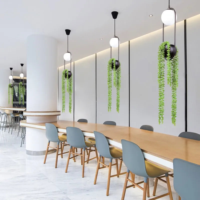 suspension moderne en forme de plante nordique en fer led