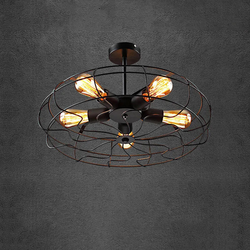ventilateur plafonnier rétro loft suspension luminaire lustre