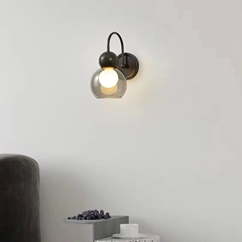 Applique murale moderne en verre et cuivre pour escaliers
