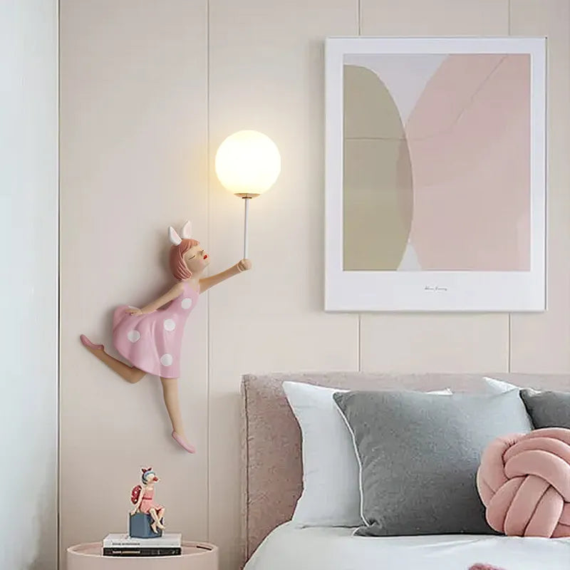 Applique murale résine abat-jour lune forme enfants crèche