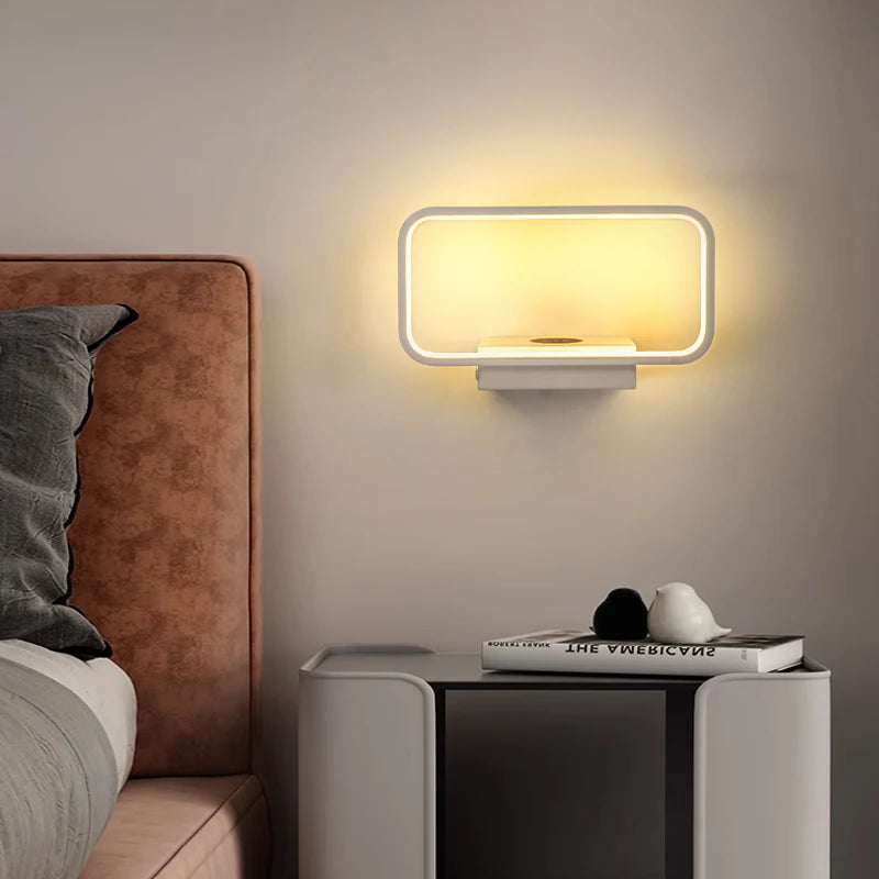 applique murale moderne tactile avec variateur et charge usb sans fil