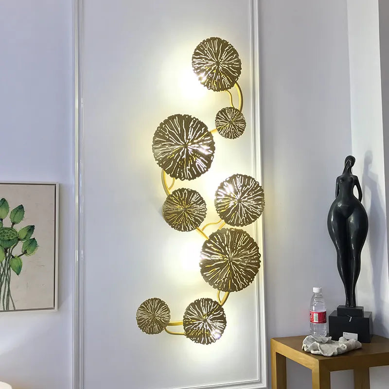 Applique murale G4 ampoules cuivre Led Lustre or feuille de Lotus intérieur applique murale Vintage rétro chevet salon Art décor maison lampe