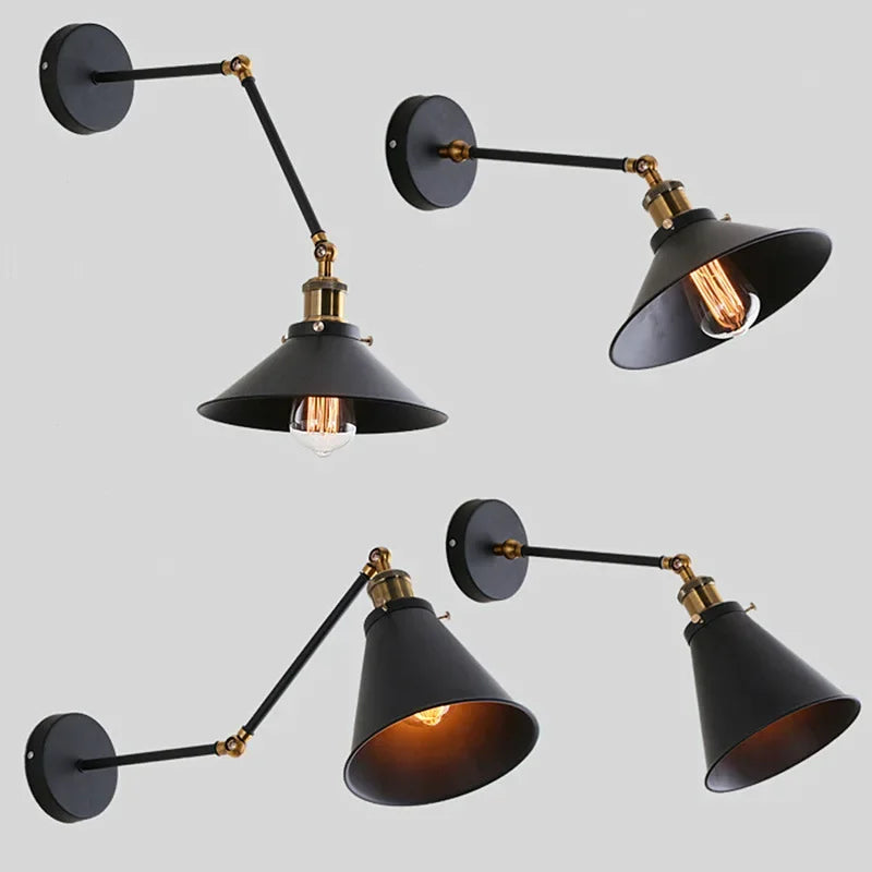 applique murale loft industriel rétro bras long luminaria led