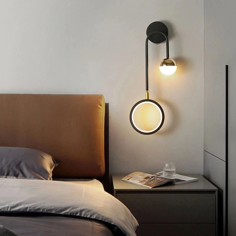 Nordique Led intérieur applique têtes de lit boule ronde fond applique murale allée salon chevet chambre décoration applique murale