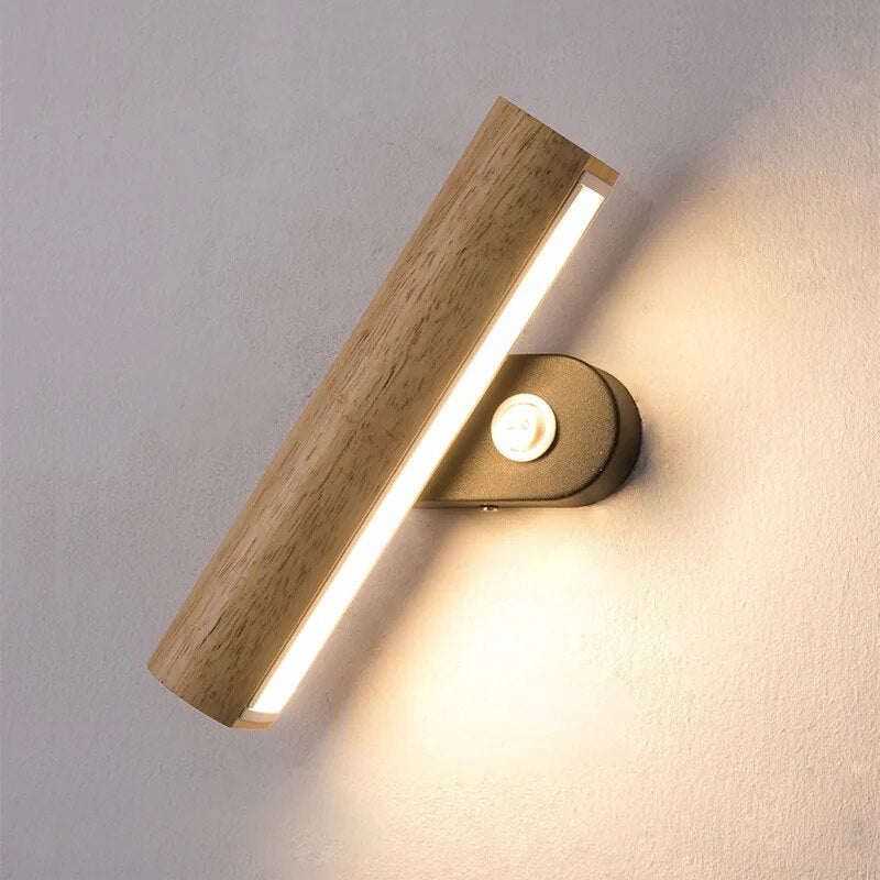 Applique murale LED Rotatives en bois arrondi